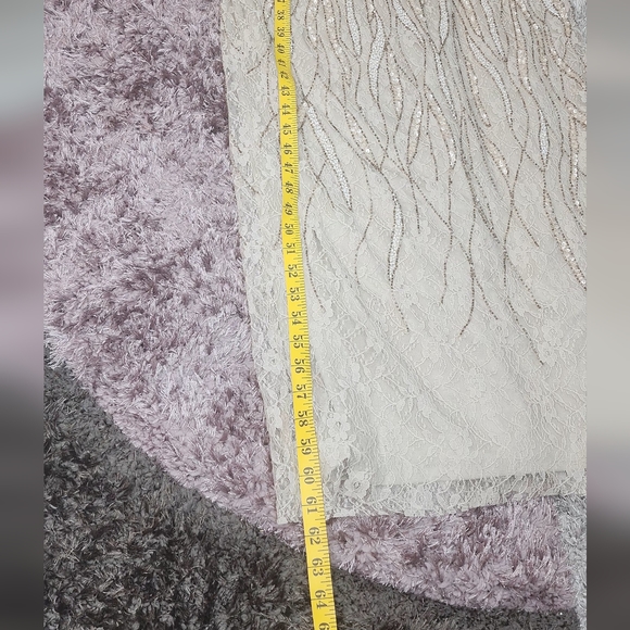 Adrianna papell embellished sequined lace column gown with Flutter sleev… - Picture 12 of 16